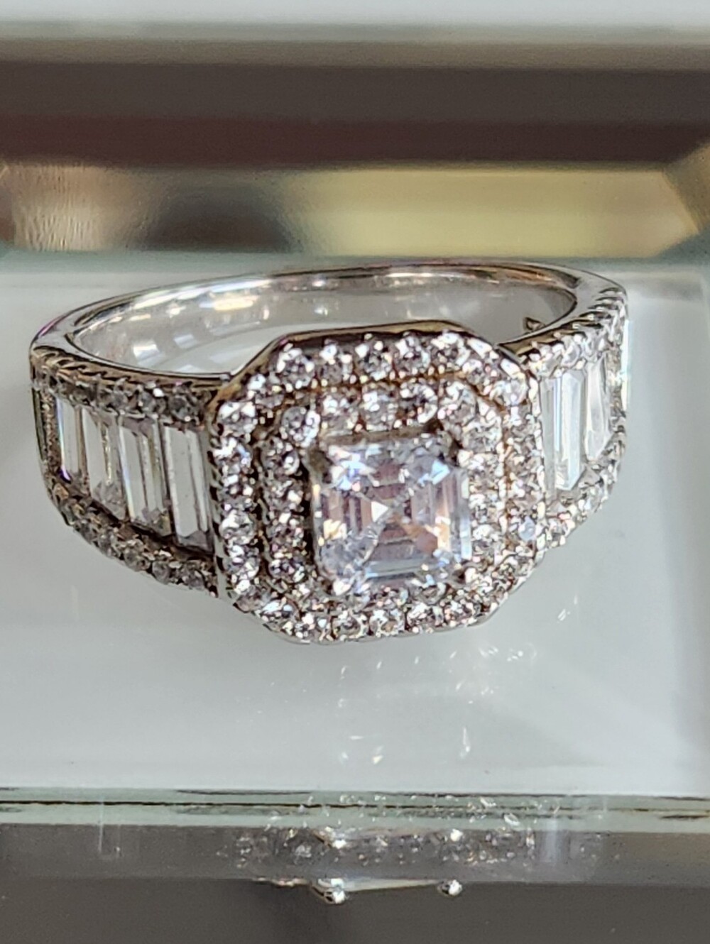 Stunning 2.50 Ct White Sapphire Asher Cut Ring
